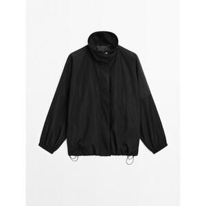 Massimo Dutti High Neck Technical Puffer Jacket - S Black